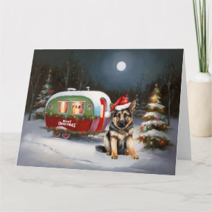 Carte Hiver Allemand Berger Caravane Noël Aventure