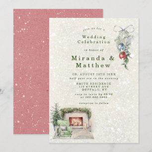 Carte Hiver Salon confortable Salle de mariage Invitatio
