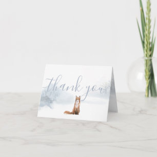 Carte Hiver Woodland Scène Fox Merci