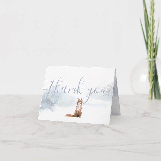 Carte Hiver Woodland Scène Fox Merci (Devant)
