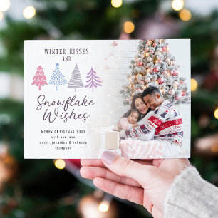 Carte Hivernal Baisers Citation Arbres Photo Joyeux Noël
