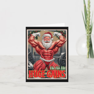 Carte Ho Ho Gains Énormes Pompage Bodybuilder Père Noël 