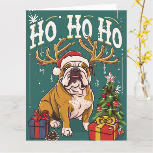 Carte Ho Ho Ho Français Bulldog Noël