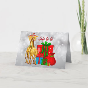 Carte Ho Ho Ho Giraffes de Noël