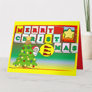 Carte HO HO HO Merry Christmas &  Santa Card