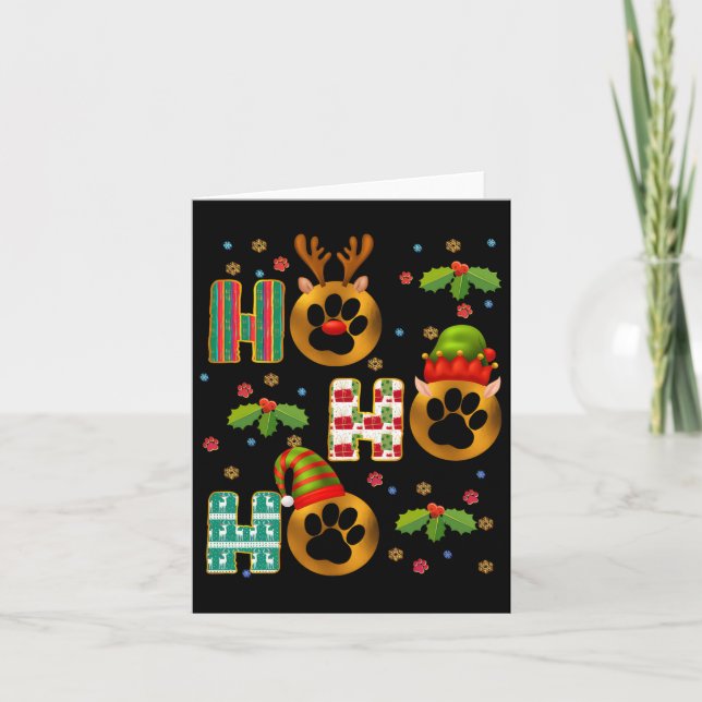 Carte Ho Ho Ho Paw Noël Vétérinaire Technicien (Devant)