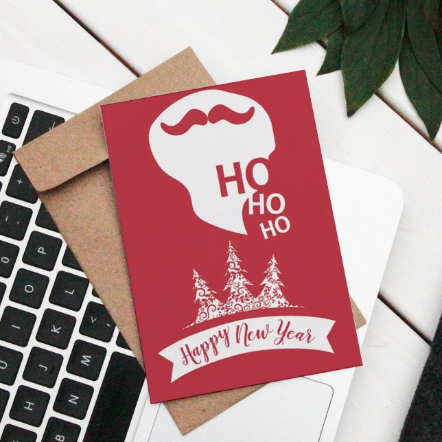 Carte Ho Ho Ho | Red Xmas Modern Fun Christmas Card (Créateur téléchargé)