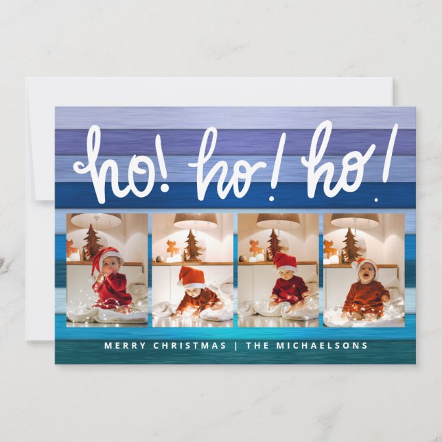 Carte HO HO Joyeux Noël Ajouter Photos (Devant)