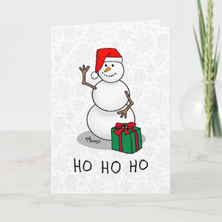 Carte Ho Ho Joyeux Noël Père Noël mignonne Snowman