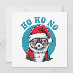Carte Ho ho non - drôle de chat grumpy santa
