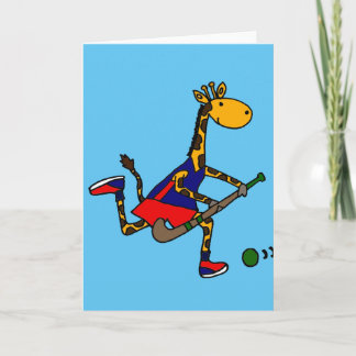 Carte Hockey de terrain de jeu drôle de girafe