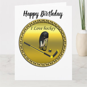 Carte Hockey I Love design personnalisé avec bâton et ca