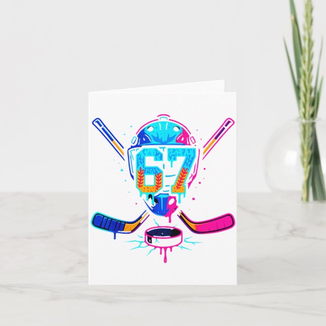 Carte Hockey Ice Cream Drip Number 67 Player 67th Birthd (Devant)