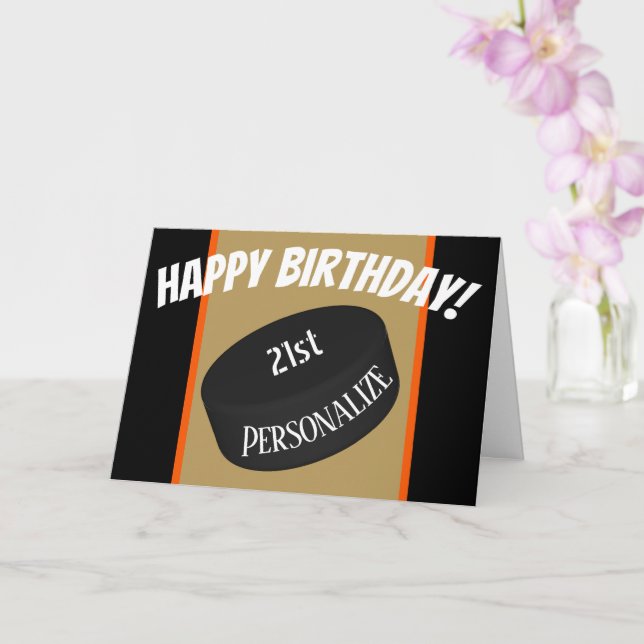 Carte Hockey sur glace personnalisé Nom personnalisé Âge (Orchidée)