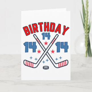 Carte Hockey sur glace Quatorze Anniversaire Garçon 14e 