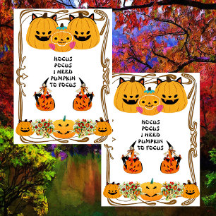 Carte Hocus Pocus Halloween Sorcière Éffrayant Or Cadre 