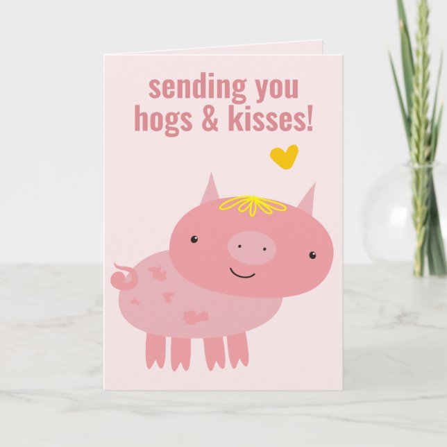 Carte Hogs & Kisses - Joli Cochon Joyeux Anniversaire (Devant)