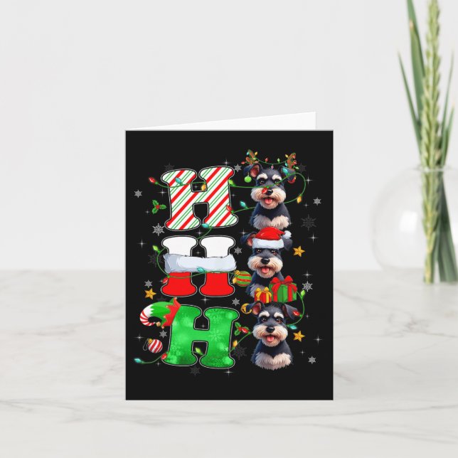 Carte Hohoho Schnauzer Chien Père Noël Elf Casquette Rei (Devant)