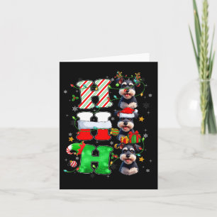 Carte Hohoho Schnauzer Chien Père Noël Elf Chapeau Renne