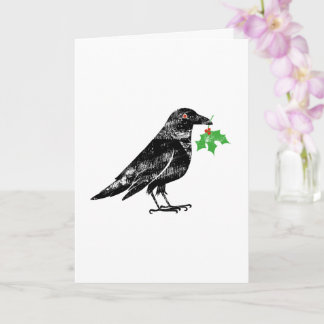 Carte Holiday Card - Crow with Mistletoe 