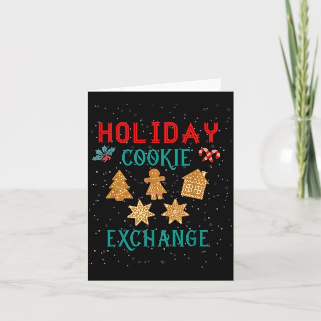 Carte Holiday Cookie Exchange With Santa Xmas Cookie Bak (Devant)