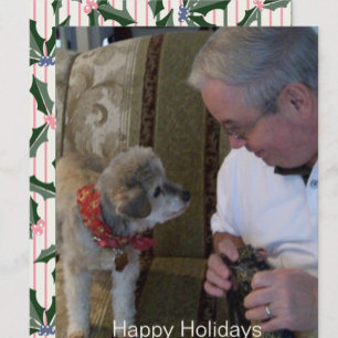 Carte Holiday Holly avec photo simple