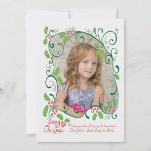 Carte Holiday photo Holly Frame