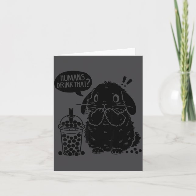 Carte Holland Lop Rabbit And Boba Tea Funny Bunny Bubble (Devant)