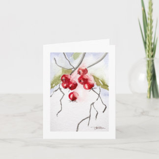 Carte Holly Berries Watercolor Christmas