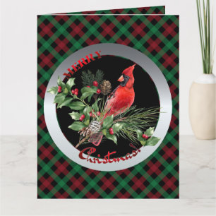 Carte Holly Jolly Cardinal Salutations de Noël