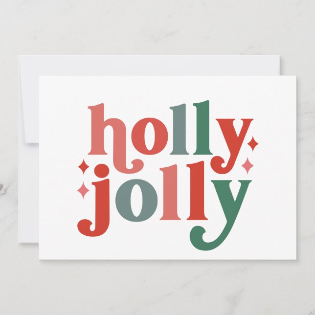 Carte Holly Jolly - Typographie des Fêtes Rétro (Devant)
