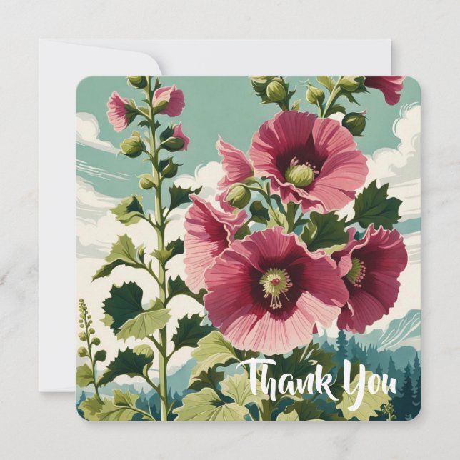 Carte Hollyhock Flower personnalisable (Devant)