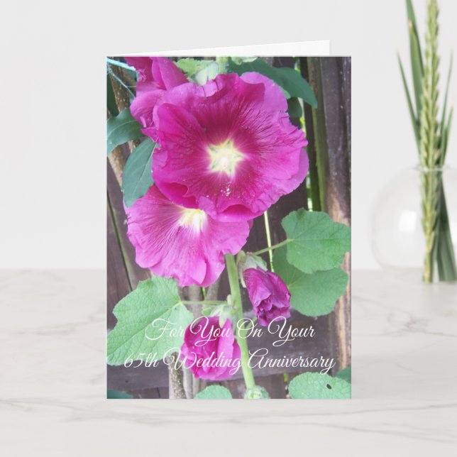 Carte Hollyhocks 65e anniversaire Mariage personnalisé (Devant)