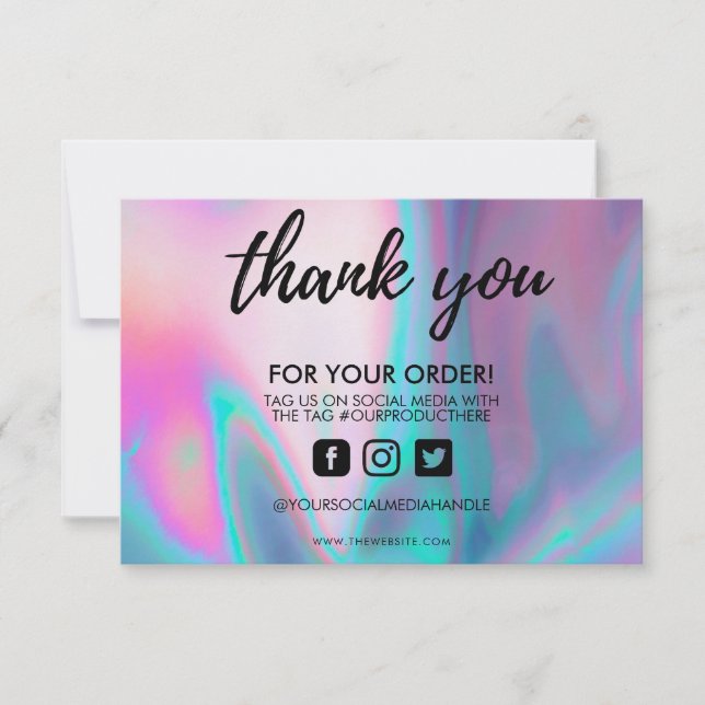 Carte Holographique Couleur Maj Merci Média Insertion (Devant)