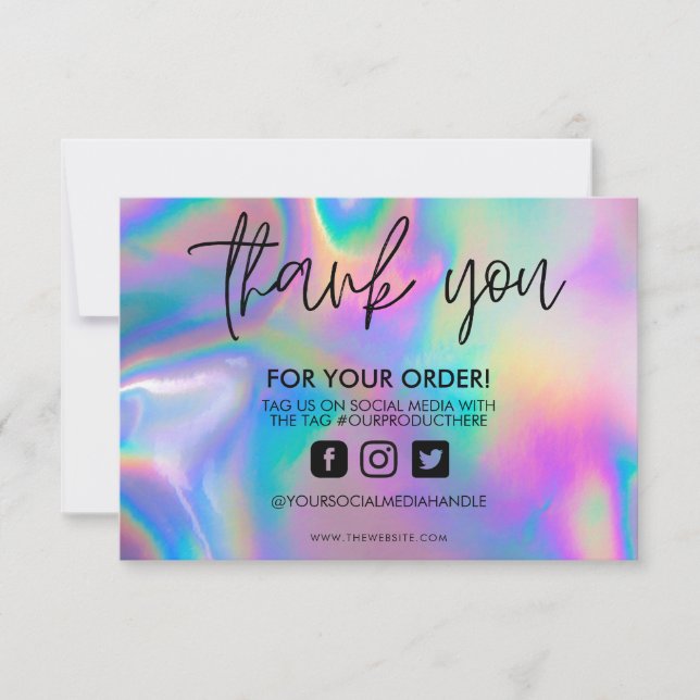 Carte Holographique Couleur Maj Merci Média Insertion (Devant)