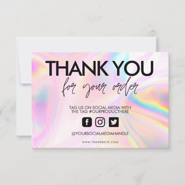 Carte Holographique Couleur Maj Merci Média Insertion (Devant)