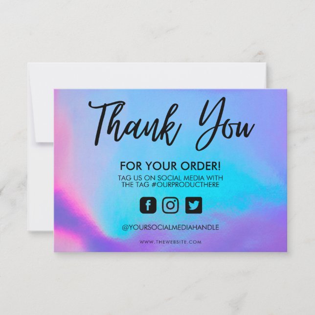 Carte Holographique Couleur Maj Merci Média Insertion (Devant)