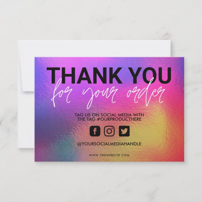 Carte Holographique Couleur Maj Merci Média Insertion (Devant)