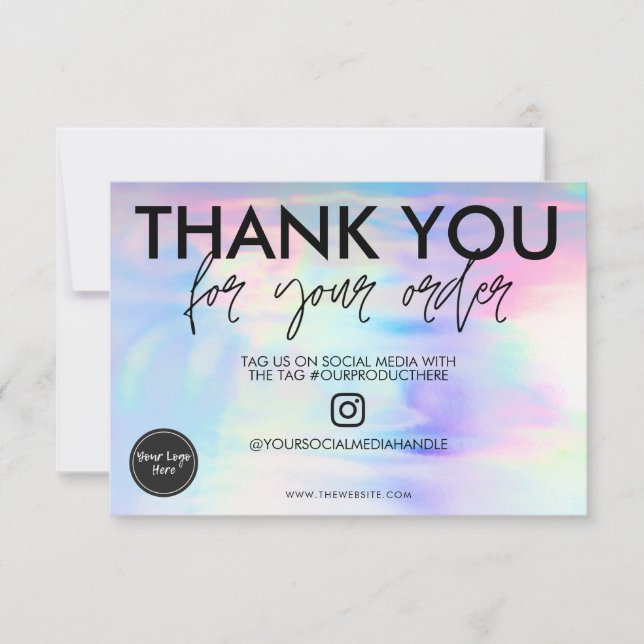 Carte Holographique Pastel Merci (Devant)