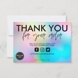 Carte Holographique Pastel Merci