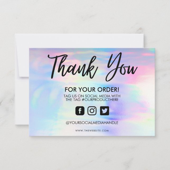 Carte Holographique Pastel Merci (Devant)