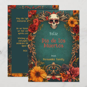 Carte 💀 Hommage Floral Personnalisable Dia de Muertos