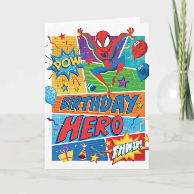 Carte Homme araignée Héros d'anniversaire (Devant)