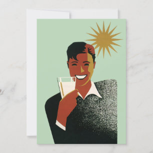 Carte Homme Art déco vintage, Boissons froides en été