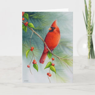 Carte Homme Cardinal Nord Oiseau Aquarelle Art