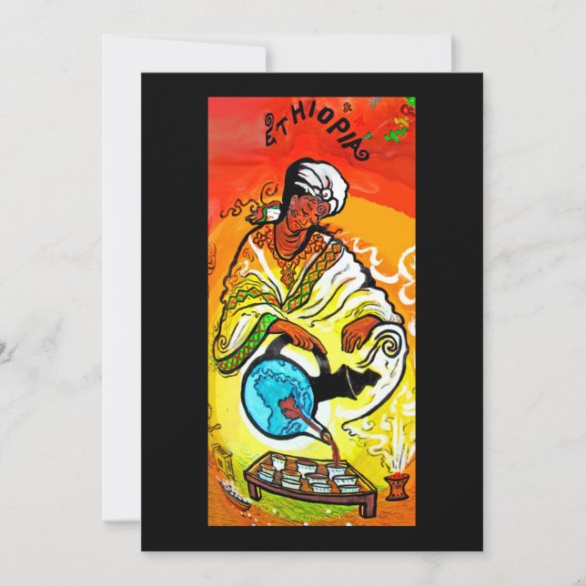 Carte Homme éthiopien à Turban qui verse du thé (Devant)