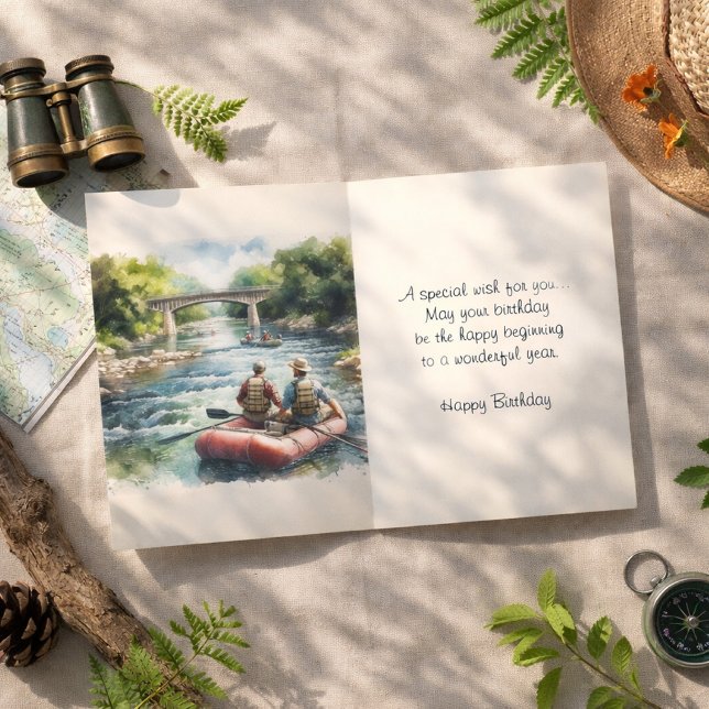 Carte homme flottant sur rivière Joyeux Anniversai (Créateur téléchargé)