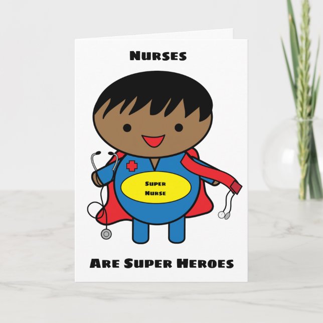 Carte Homme Noir Infirmières Super Héros Kawaii Personna (Devant)