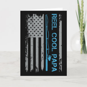 Carte Homme Reel Cool Papa Pêche Drapeau Américain Patri