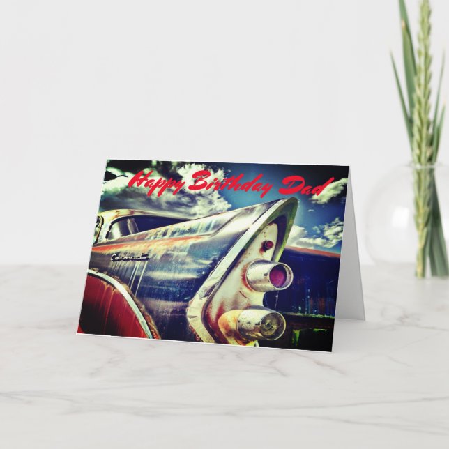 Carte Homme Relatif, Anniversaire. Voiture vintage. (Devant)